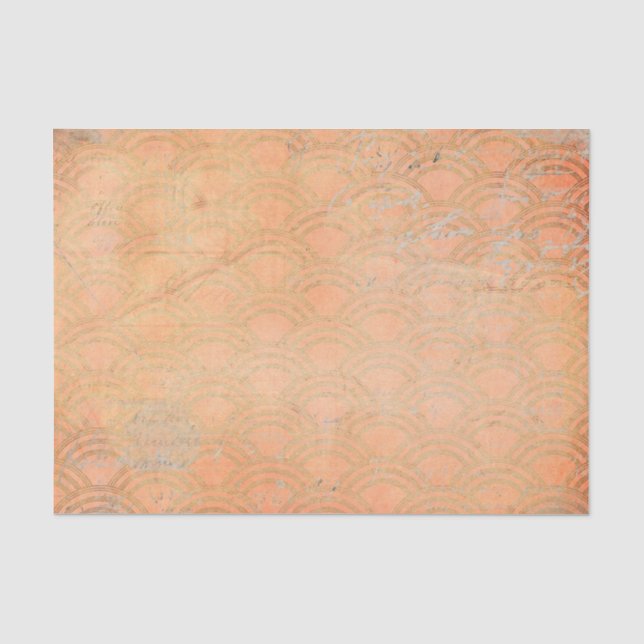 Grunge Orange Retro Art Deco Seidenpapier (Vorderseite)