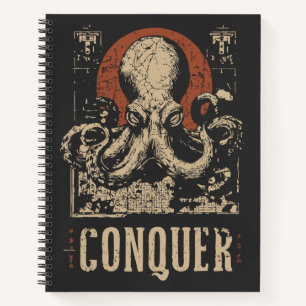 Grunge-Oztopus   Meereskreaturportrait Notizbuch