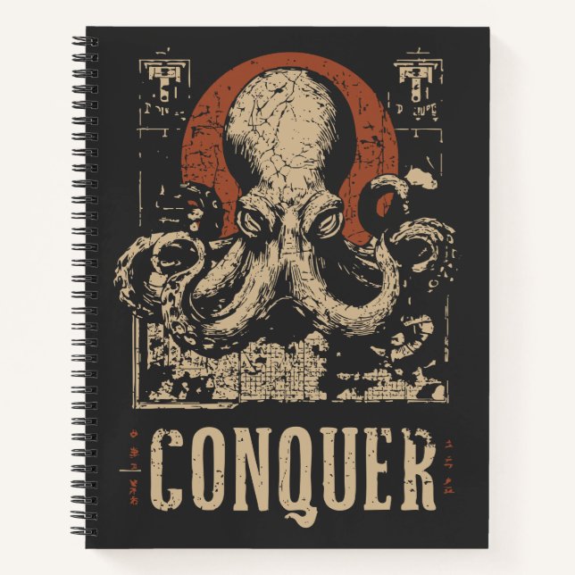 Grunge-Oztopus | Meereskreaturportrait Notizbuch (Vorderseite)