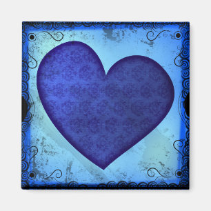 Grunge Paisley Blaues Herz Magnet