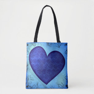 Grunge Paisley Blaues Herz Tasche