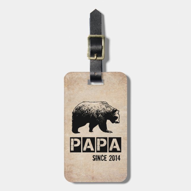 Grunge Papa Bären Vater Jahr der Vaterschaft Gepäckanhänger (Vorderseite vertikal)
