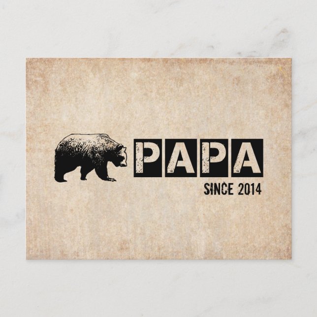 Grunge Papa Bear Seit 2014, schwarz Postkarte (Vorderseite)