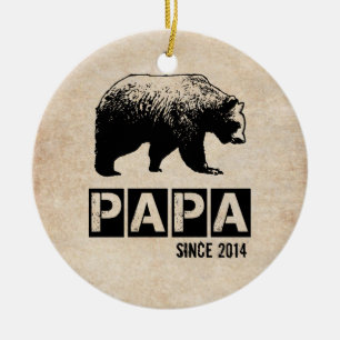 Grunge Papa Bear seit Jahr für Vater Keramik Ornament