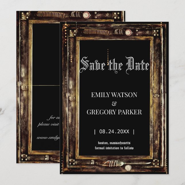 Grunge Patina Vintager Hintergrund Save the Date (Vorne/Hinten)
