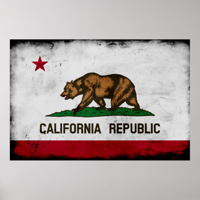 Grunge Patriotic California State Flag Poster (Vorne)