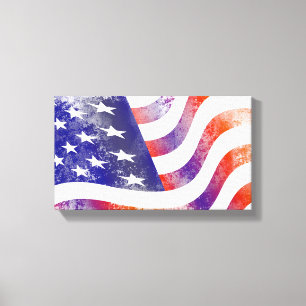 Grunge patriotisch fließende amerikanische Flagge Leinwanddruck