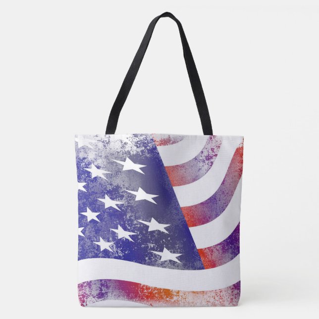 Grunge patriotisch fließende amerikanische Flagge, Tasche (Vorderseite)