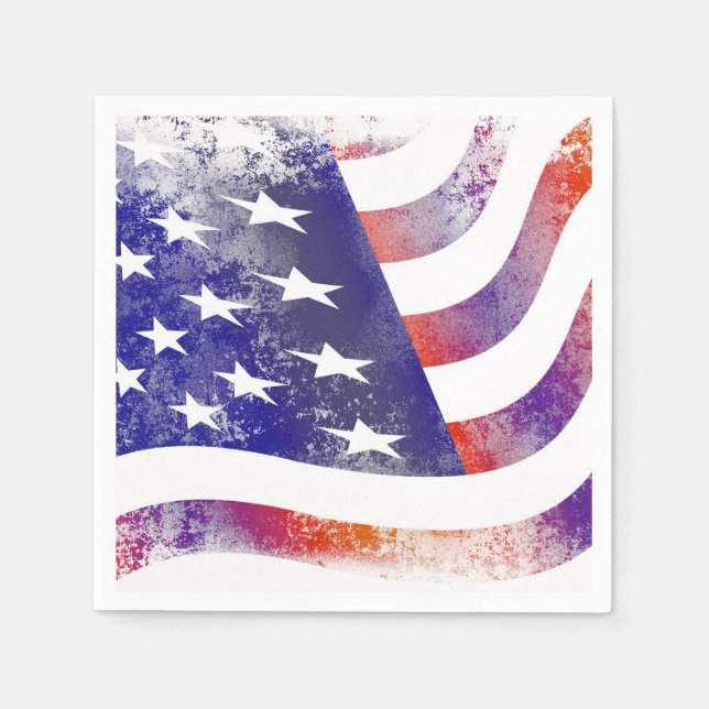 Grunge patriotische fließende amerikanische Flagge Serviette (Vorderseite)