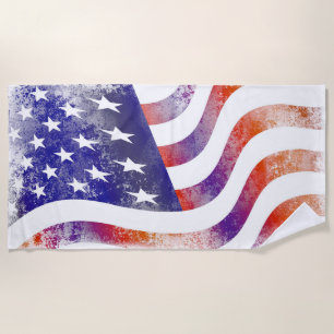 Grunge patriotische fließende amerikanische Flagge Strandtuch