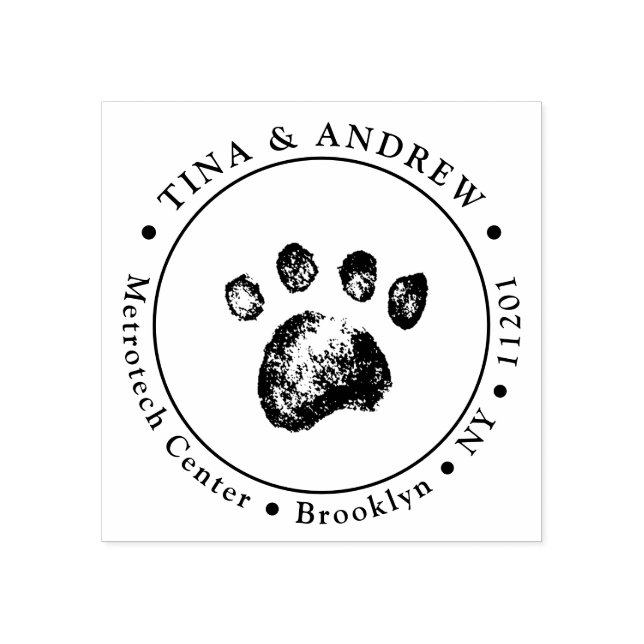Grunge Paws Round Custom Rücksendeadresse Gummistempel (Prägung)