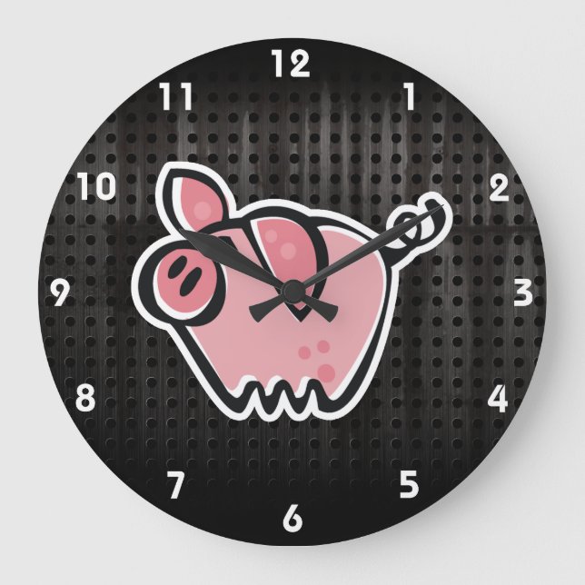 Grunge Pig Große Wanduhr (Vorderseite)
