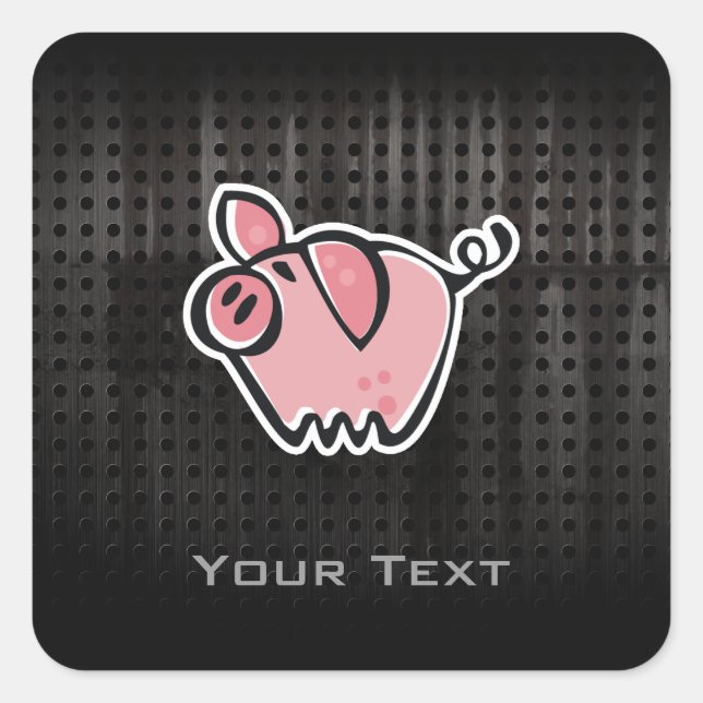 Grunge Pig Quadratischer Aufkleber (Vorderseite)