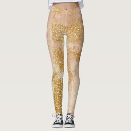 *~* Grunge Pink Gold Glitzer Bedrückt Golden Golde Leggings