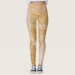 *~* Grunge Pink Gold Glitzer Bedrückt Golden Golde Leggings
