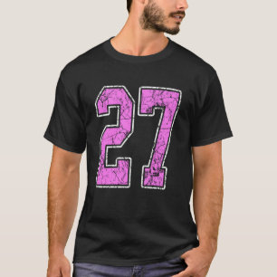 Grunge Pink und Pink Nummer 27 Trikot Spieler Unif T-Shirt