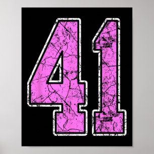 Grunge Pink und Pink Nummer 41 Trikot Spieler Unif Poster