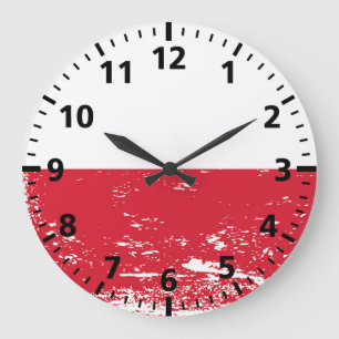 Grunge Polen-Flagge Große Wanduhr