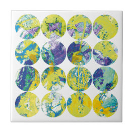 Grunge Polka-Punkte Gelb Blau Säure Kreis Abstract Fliese