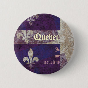 Grunge-Quebec-Provinzflagge und Motto-Button Button