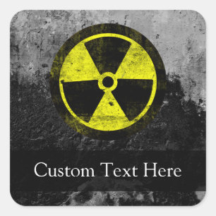 Grunge Radioactive Symbol Quadratischer Aufkleber