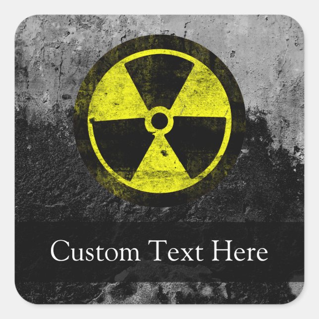 Grunge Radioactive Symbol Quadratischer Aufkleber (Vorderseite)