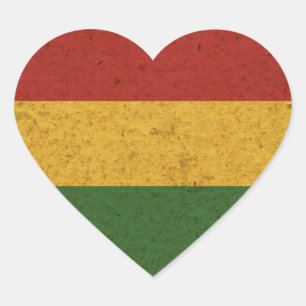 Grunge Rasta Colors Flag Herz-Aufkleber