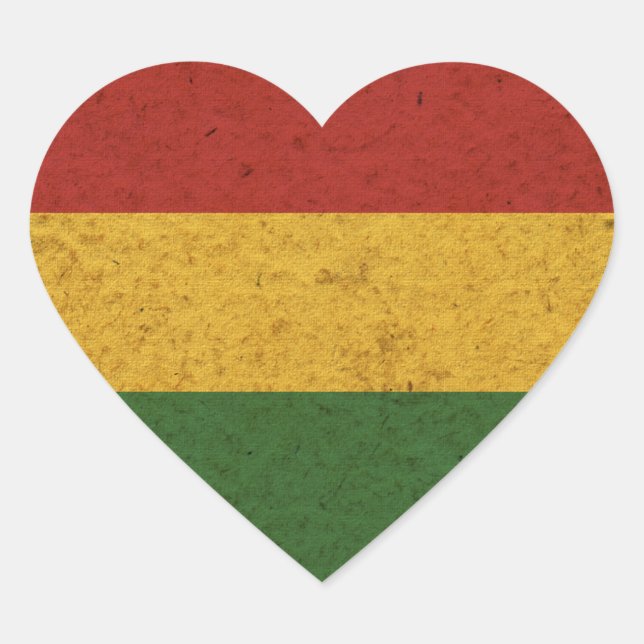 Grunge Rasta Colors Flag Herz-Aufkleber (Vorderseite)