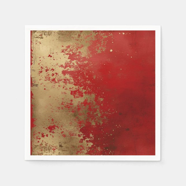 Grunge Red und Gold Serviette (Vorderseite)
