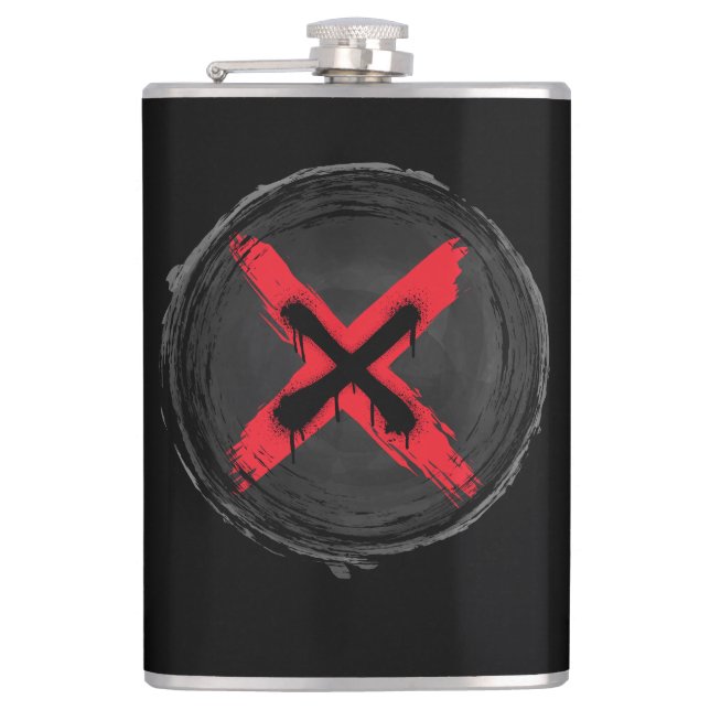 Grunge Red Xpression Flachmann (Vorderseite)