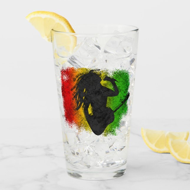 Grunge Reggae Music Rasta Rastaman Gitarre spielen Glas (Vorderseite Ice)