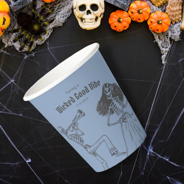 Grunge Retro Black Halloween-Party Pappbecher (Von Creator hochgeladen)