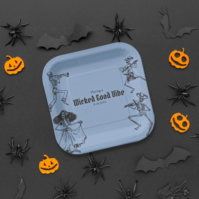 Grunge Retro Black Halloween-Party Pappteller (Von Creator hochgeladen)