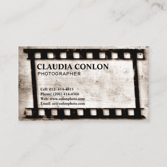 Grunge Retro Film Movie Maker/Director Visitenkarte (Vorderseite)