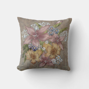 Grunge Retro Vintages Blumenstrauß Kissen