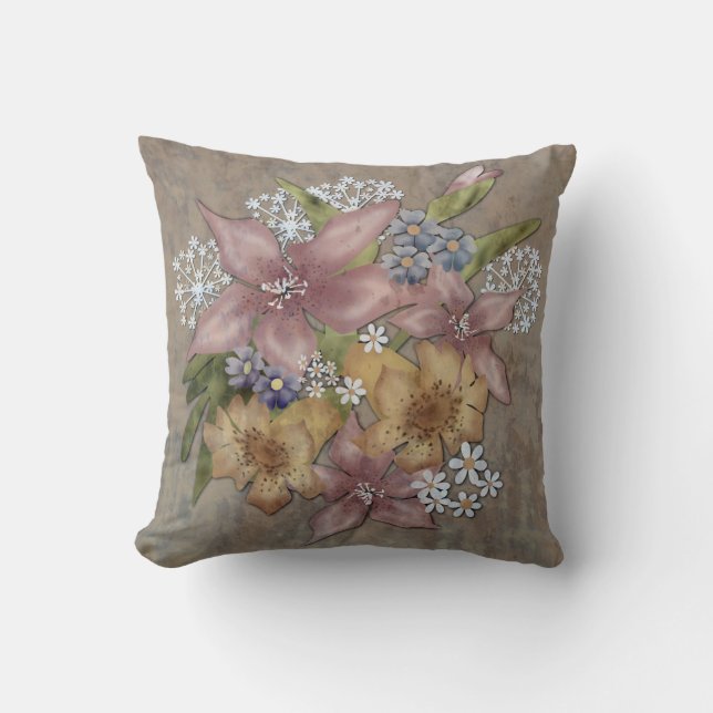 Grunge Retro Vintages Blumenstrauß Kissen (Vorderseite)