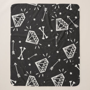 Grunge Rock: Diamanten, Knochen Muster. Sherpadecke