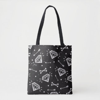 Grunge Rock: Diamanten, Knochen Muster. Tasche