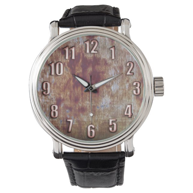 Grunge rostes Metall mit großen Bronzenzahlen beob Armbanduhr (Vorderseite)