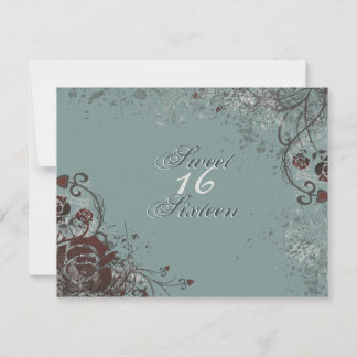 Grunge Rote Rose Sweet 16 Geburtstagsparty Einladu Einladung