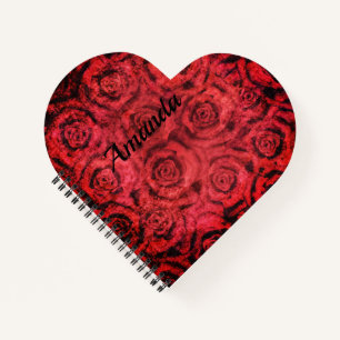 Grunge, rote Rosen Notizbuch