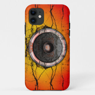 Grunge roter und orangener Musiklautsprecher title_seo2