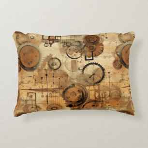 Grunge Rustic Steampunk-Uhr Dekokissen