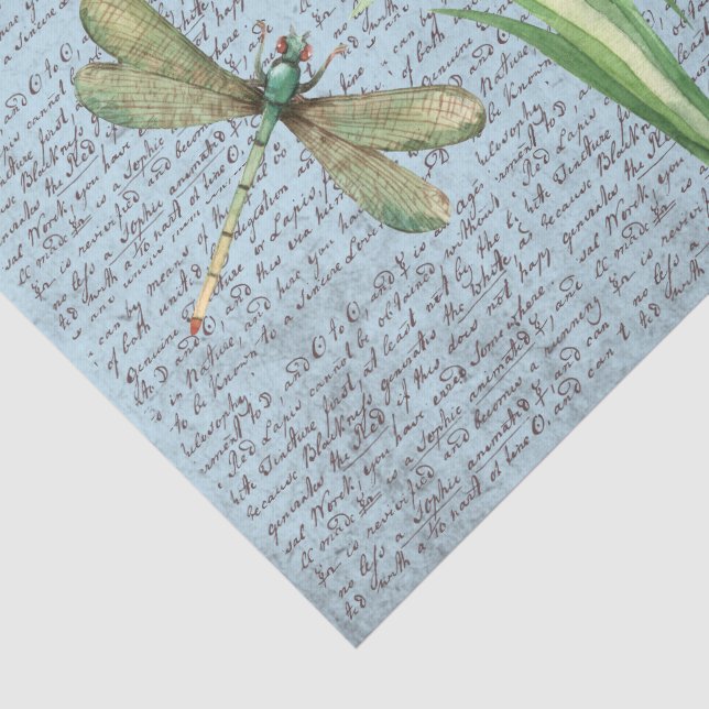 Grunge rustikale blaue Kalligraphiebriefe Seidenpapier (Ausschnitt)