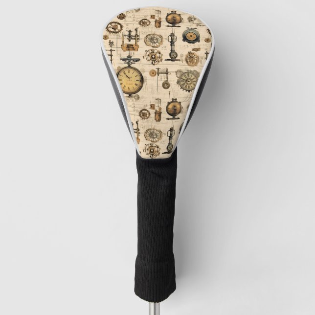 Grunge Rustikale Steampunkuhr (13) Golf Headcover (Vorderseite)