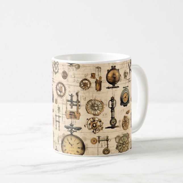Grunge Rustikale Steampunkuhr (13) Kaffeetasse (VorderseiteRechts)