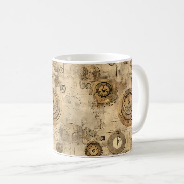 Grunge Rustikale Steampunkuhr (2) Kaffeetasse (VorderseiteRechts)