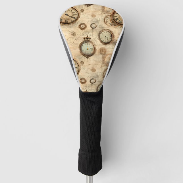 Grunge Rustikale Steampunkuhr (6) Golf Headcover (Vorderseite)