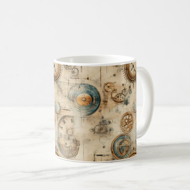 Grunge Rustikale Steampunkuhr (7) Kaffeetasse (VorderseiteRechts)