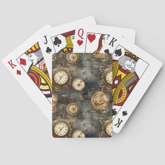 Grunge Rustikale Steampunkuhr (8) Spielkarten (Rückseite)